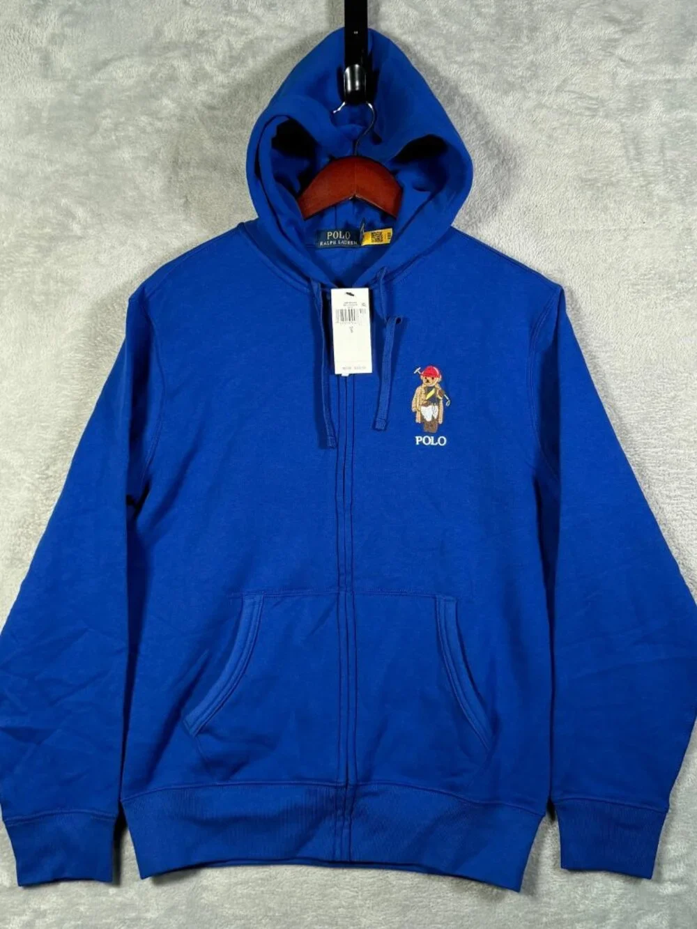 Polo Ralph Lauren Hoodie Mens S Blue Polo Bear Fleece Full Zip Sweatshirt $228